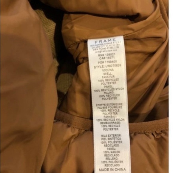 Frame Denim brown Sherpa fleece mix cropped zippered pullover jacket Sz M - Picture 8 of 8